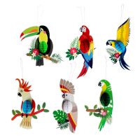 6pcs Tropical Bird Honeycomb Parrot Hawaii Summer Beach Bar Banquet Family Party Classroom Ornaments Tropical Aloha Party Decor