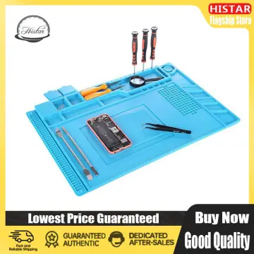 Spurtar Soldering Mat, Soldering Station 45 x 30 cm 500°C Heat-Resistant Silicone Work Mat, Anti Static Mat Multi-Purpose Magnetic Electronics Repair