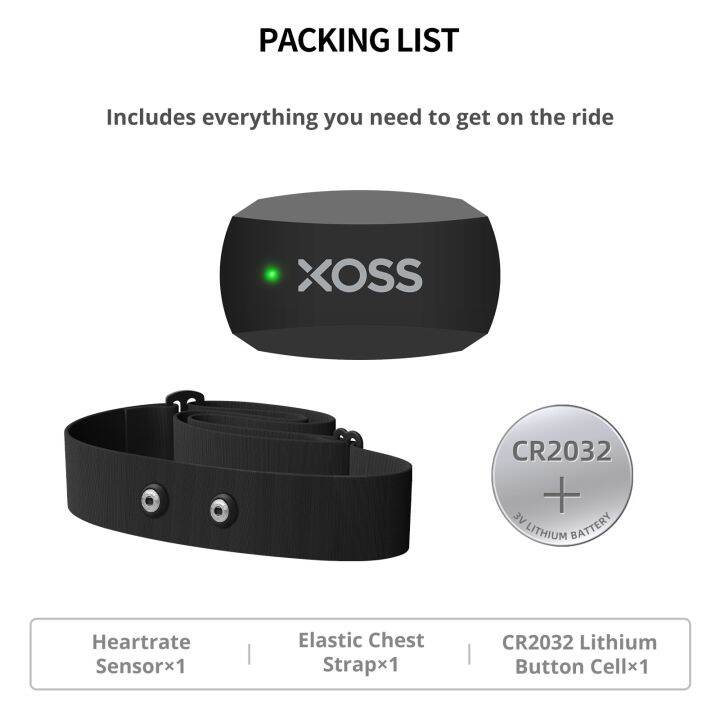 XOSS X2 Chest Strap Heart Rate Sensor Bike Monitor Bluetooth ANT+