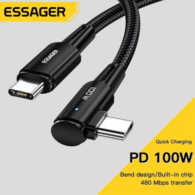 Essager USB Cable PD100W USB C to Type C Fast Charger Cable for Xiaomi Samsung MacBook iPad 5A Mobile Phone Cord USB Cable Type Wall Chargers