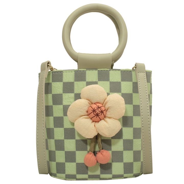 grid-bag-female-2022-summer-new-texture-fairy-inclined-shoulder-bag-bag-fashionable-western-style-lady-hand-held-bucket-bag