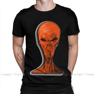 Print Cotton T-Shirt Camiseta Hombre Orange Alien From Outer For Men Fashion Streetwear Shirt Gift