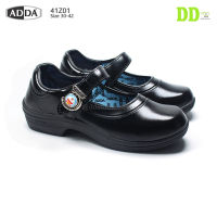 รองเท้านักเรียนหญิงสีดำ ADDA รุ่น 41Z01 รองเท้านักเรียนแอ็ดด้า ลายโดเรม่อน หนังสีดำ สายแบบล๊อค ไซส์ 30-42