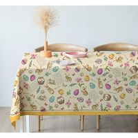 【CW】 Easter Tablecloth Eggs Colorful TableCloth Table Cover for Wedding Decoration Dinner