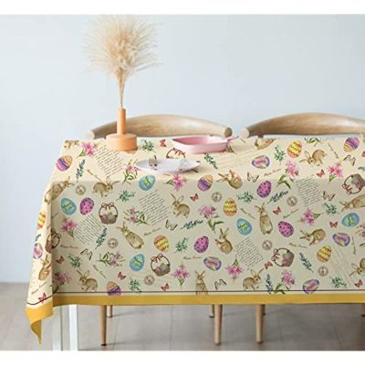 【CW】 Easter Tablecloth Eggs Colorful TableCloth Table Cover for Wedding Decoration Dinner