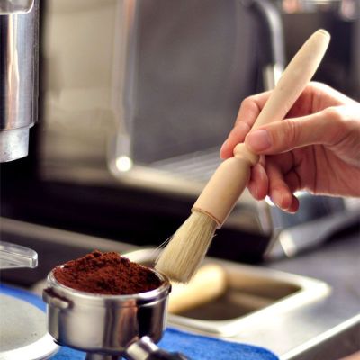 ชาขาวด้ามไม้ขนแปรงทำความสะอาดผงกาแฟแปรงขนแปรงทำความสะอาด Penggiling Kopi