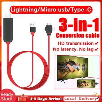 USB To Hdmi -compatible Cable Converter Adapter Mirror Cast MHL Cable Micro  USB Type C To For IPhone IPad To TV Projector