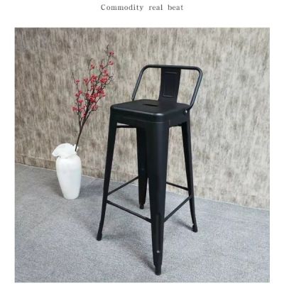 Chair steel bar stool with backrest, size 40x40x90 cm, black
