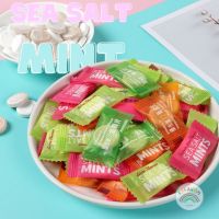 New! ลูกอม ลูกอมมิ้นต์กลิ่นผลไม้ Sea Salt Mint จำนวน 50-100เม็ด ลูกอมมิ้นท์ ไม่มีน้ำตาล หอมปาก เย็นสุดชื่น อร่อย