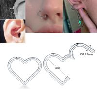 16G Stainless Steel Nose Ring for Women Daith Piercing Earrings Hoop Heart Clicker Helix Cartilage Tragus Body Jewelry 1PC