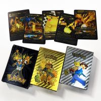 การ์ดสะสมการ์ดเกมโปเกมอนฝรั่งเศส/สเปน/อังกฤษการ์ด GX โลหะ PIKACHU Charizard En V Vmax สัตว์เลี้ยง