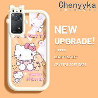 เคส Chenyyka สำหรับ Xiaomi Redmi โน๊ต11 Pro Note 5G 11e โน๊ตเคสการ์ตูนรูปแมว Hello Kitten ใหม่เคสซิลิโคนสีนิ่มเคสมือถือกันกระแทกแบบใสสร้างสรรค์เคสป้องกันโปร่งใสลายกล้องถ่ายรูป