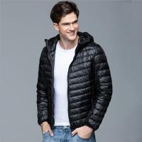 ZZOOI Men Winter Coat Fashion Hooded White Duck Down Jackets Plus Size Ultralight Down Coat Portable Slim Down Parkas