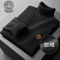 [คุณภาพสูง] Original Versace ผู้ชายธุรกิจสบายๆคอสูงเสื้อกันหนาวยี่ห้อผู้ชายเสื้อผ้า2023ฤดูใบไม้ร่วง/ฤดูหนาวความร้อน Plush Woollen เสื้อกันหนาว