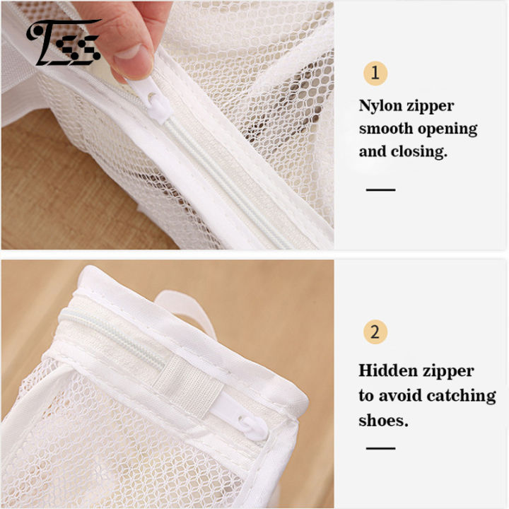 ถุงซักผ้าแบบตาข่ายพกพากันการเสียรูปสำหรับรองเท้าป้องกันถุงเก็บรองเท้าเครื่องซักผ้ากระเป๋ารองเท้า