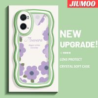 เคส JIUMOO เคส A36สำหรับ OPPO A76 A96แฟชั่นเคสโทรศัพท์ลวดลายขอบซิลิโคนเหลวลายคลื่นดอกไม้สีม่วงแบบดั้งเดิมเคสป้องกันกล้องเลนส์คลุมทั้งหมดเคสฝาครอบเคสนิ่ม