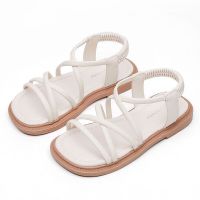 Girl Contracted Sandals Kids Fashion Beige Black Flat Sandals Children Comfortable Sandals 2023 Summer Baby Roman Sandals