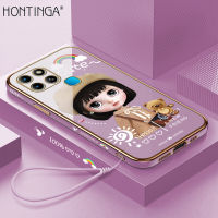 Hontinga เคสโทรศัพท์สำหรับ Infinix Smart 6,เคสแฟชั่นลายการ์ตูนน่ารักเคลือบโครเมี่ยมนุ่มทำจาก TPU ฝาครอบทั้งหมดเคสป้องกันกล้องกัน Gores เคสยางสำหรับเด็กผู้หญิง