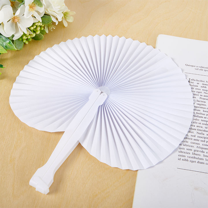 yizhuoliang-กระดาษพับสีขาวแฟนๆรูปหัวใจแบ่งด้วยที่จับพลาสติกสำหรับงานแต่งงาน