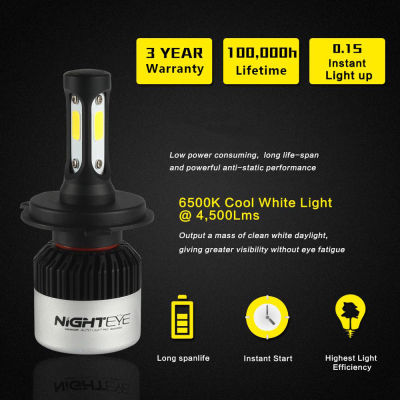 NIGHTEYE Super Bright ไฟหน้ารถ H7 LED H4 Led H8H9H119005 HB49006หลอดไฟอัตโนมัติ72W 9000LM รถยนต์ไฟหน้า6500K