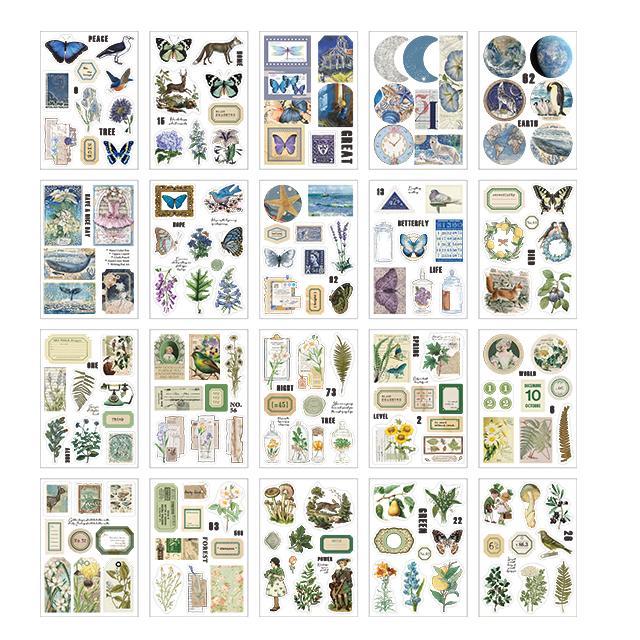 mr-paper-4-styles-20pcs-set-retro-plant-sticker-book-creative-ins-style-hand-account-material-paper-decorative-stickers