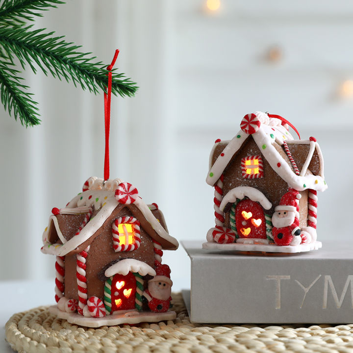 ต้นคริสต์มาส2023สร้างสรรค์ของตกแต่งปีต้นคริสมาสต์ห้อยประดับบ้านขนมปังขิงบ้านหลังเล็ก