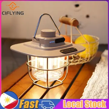 LED Camping Lantern Rechargeable Retro Metal Camp Light Waterpoor Outdoor  Tent Lantern Portable Hanging Vintage Lamp