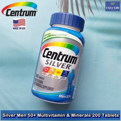 เซนทรัม วิตามินรวม สำหรับผู้ชายวัย 50 ปีขึ้นไป Silver® Men 50+ Multivitamin & Minerals 200 Tablets - Centrum