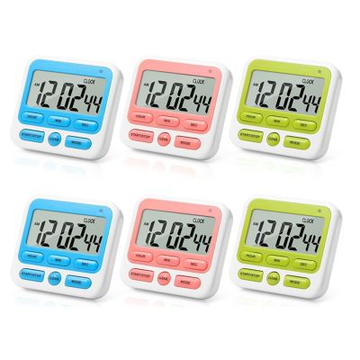 6 Pieces Digital Timer Kitchen Magnetic Timer Stopwatch Timer with Large LCD Display Countdown Timer for Kids,Oven,Etc