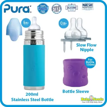 Pura Kiki Stainless Steel Baby Bottle 5 Oz Newborn Silicone Nipple