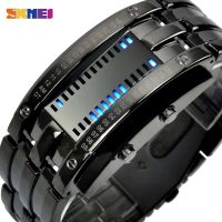 {Miracle Watch Store} SKMEI แฟชั่นสร้างสรรค์นาฬิกาสปอร์ตผู้ชายสายสแตนเลสจอแสดงผล LED นาฬิกา5Bar กันน้ำนาฬิกาดิจิตอล R Eloj H Ombre 0926