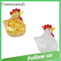 FOXNUTANUJH 2PCS สีขาวและสี ไก่แก้วขนาดเล็ก กระจกสำหรับผู้หญิง รูปปั้นสัตว์ เป่าด้วยมือ ฟิกเกอร์สะสม บ้านในบ้าน