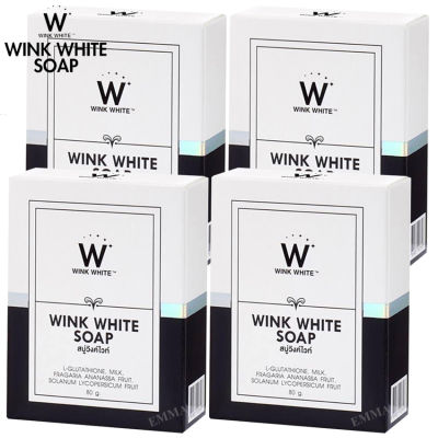 (4 ก้อน) Wink White Soap สบู่วิงค์ไวท์ ผสมกลูต้า น้ำนมแพะ ช่วยทำความสะอาดผิว บำรุงผิว ขนาด 80g.