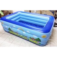 Bể bơi chữ nhật 2 tầng đế dày chống trượt an toàn bơm hơi dành cho bé thumbnail
