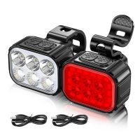 1 Set Bicycle Front Light Set Bicycle Rear Light Set USB Charge Front Rear Flashlights Lamps Waterproof