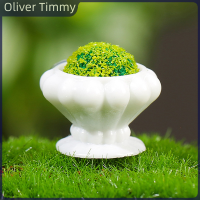 Oliver Timmy กระถางดอกไม้สำหรับพืชสีเขียวในกระถางตุ๊กตาบ้านตุ๊กตาต้นไม้จำลองงานฝีมือเรซิ่นตกแต่งบ้านเฟอร์นิเจอร์ในบ้าน