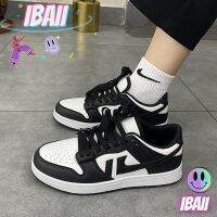 IBAII.  รองเท้าผ้าใบแพนด้าสีดำและสีขาวเวอร์ชั่นเกาหลีหญิงทั้งหมดตรงกับรองเท้ากีฬาลำลองระบายอากาศในน้ำ