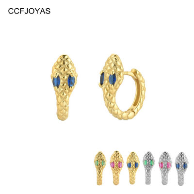 CCFJOYAS 100 Real 925 Sterling Silver Rock Punk Snake Shaped Small Hoop Earrings for Women European and American Luxury Earring