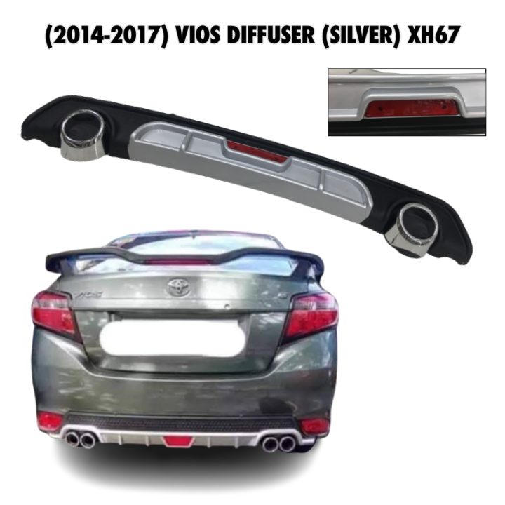 CPS 2014 2015 2016 2017 TOYOTA VIOS SILVER CAR Rear Bumper Diffusers