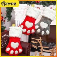 Long-haired Dog Claw Xmas Socks Hanging Xmas Tree Ornament Non-woven Fabric Christmas Stockings Home Decoration Home Ornaments Socks Tights