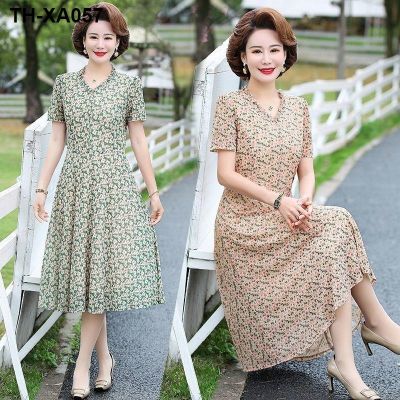 2023 new summer thin section loose temperament young 40 years old 50 middle-aged short-sleeved dress