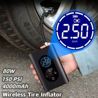 4000mAh 150PSI  Portable Wireless Tire Inflator Car Air Compressor Intelligent Auto Air Pump with LED Light for Car Motorcycle Air Compressors  Inflat