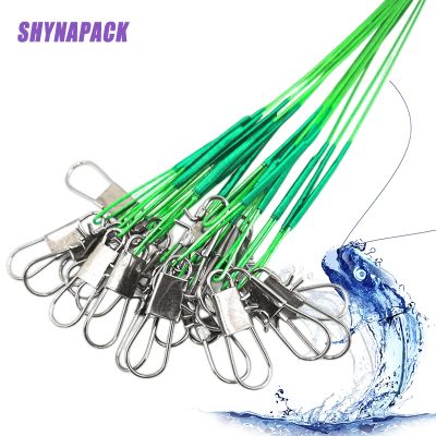 10PCS Anti Bite Steel Fishing Line Steel Wire Leader With Swivel Fishing Accessory Lead Core Leash Fishing Wire 15CM-50CM