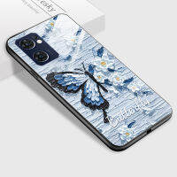 เคสโทรศัพท์ PMP สำหรับ OPPO Reno7 Reno7 5G Reno7 Pro 5G Reno7 Z 5G การออกแบบซีรีส์หรูหราผีเสื้อภาพวาดสีน้ำมันกันกระแทกกรณีเคสโทรศัพท์หลังกระจกนิรภัยเทมเปอร์มันวาว