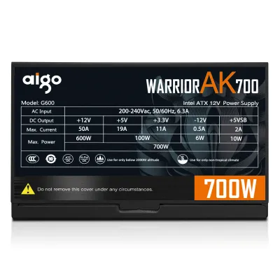 Aigo AK 700W PC PSU Power Supply unit Black Gaming Quiet 120mm rgb Fan 24pin 12V ATX Desktop computer Power Supply BTC