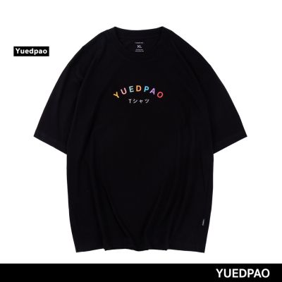 Yuedpao เสื้อยืด OVERSIZE รับประกันไม่ย้วย 2 ปี เสื้อยืดสีพื้น OVERSIZE_Colorful สีดำ 9124