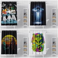 Cartoon Alien Print Shower Curtain for Bathroom Waterproof Bathtub Curtains Polyester UFO Bath Curtain With Plastic Hooks