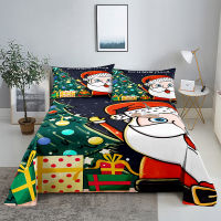 Santa Claus 0.91.21.51.82.0m Digital Printing Polyester Bed Flat Sheet With Pillowcase Print Bedding Set