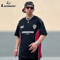 Lansboter เสื้อยืดผู้ชายแฟชั่นพรีเมี่ยมพิมพ์ลายพระปรมาภิไธยย่อคุณภาพสูงกีฬา