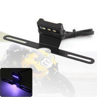 Black Motorcycle Rear License Plate Tail Frame Holder Bracket with 12V LED Light Parts For Harley Touring Sportsters Universal